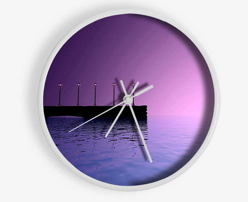 Purple Sky Pier Clock - Wallart-Direct UK