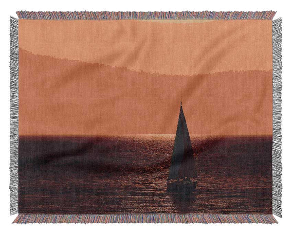 Sailing In The Stunning Sunset Ocean Woven Blanket