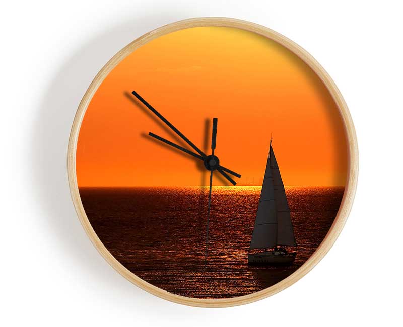 Sailing In The Stunning Sunset Ocean Clock - Wallart-Direct UK