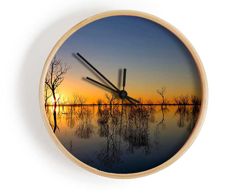 Beautiful Reflections Of The Winter Trees Clock - Wallart-Direct UK