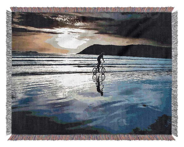 Beach Bike Ride Woven Blanket