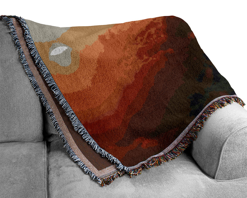 Eagle Flying In The Burnt Orange Sky Woven Blanket