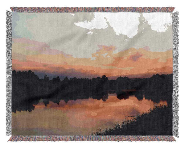 Sunset Tree Reflections Woven Blanket