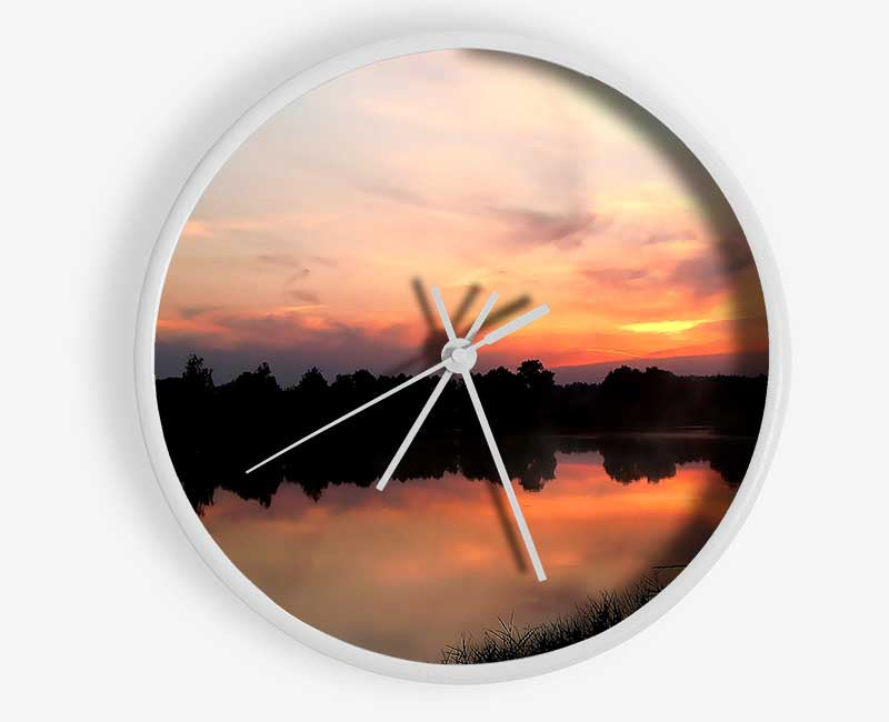 Sunset Tree Reflections Clock - Wallart-Direct UK