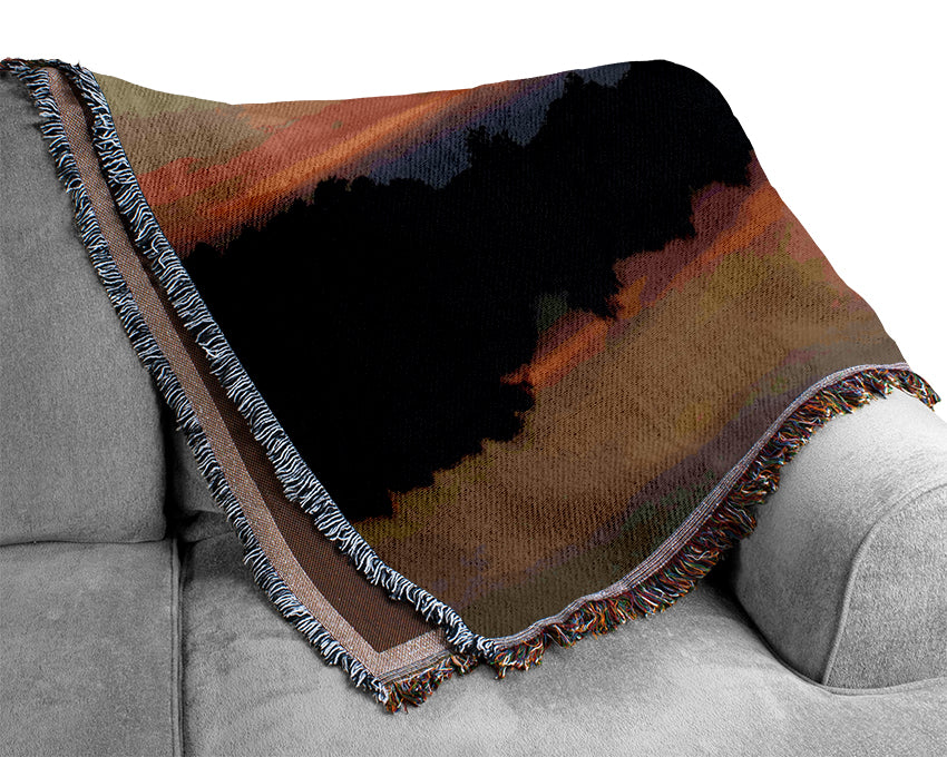 Sunset Tree Reflections Woven Blanket