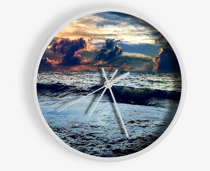 Dark Blue Sea Clock - Wallart-Direct UK