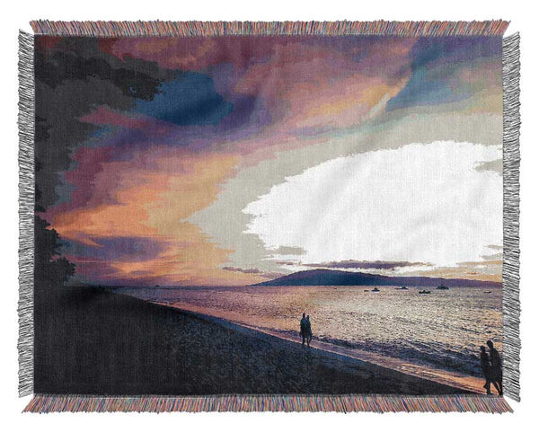 Lovers Beach Promenade Woven Blanket