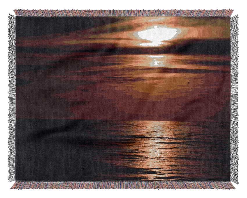 Dark Sunset Beach Woven Blanket