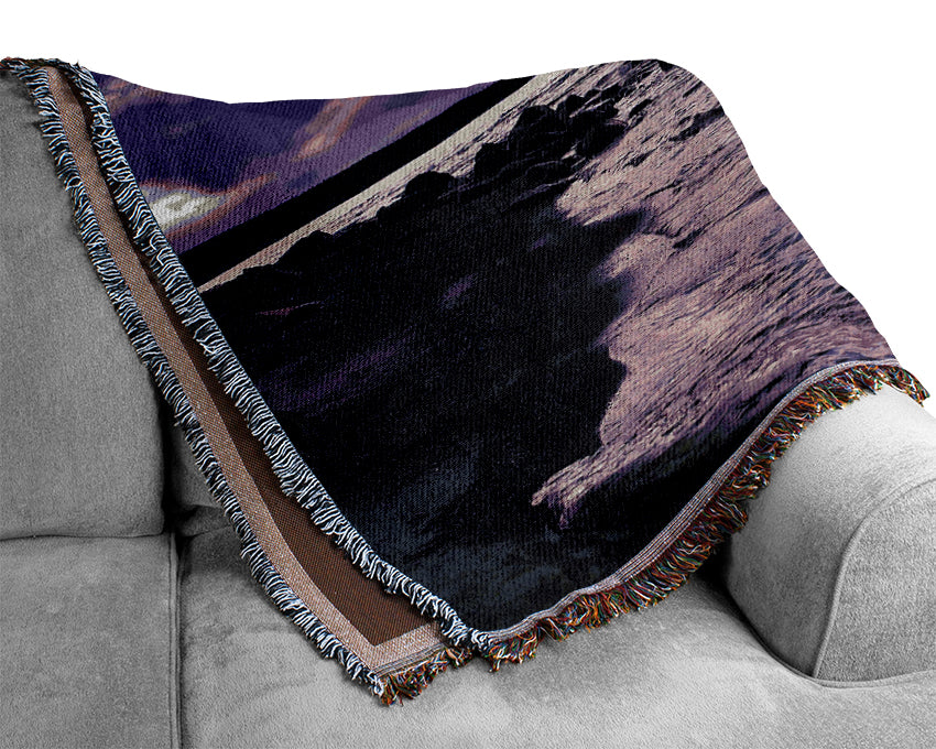 Stunning Lilac Sunset Ocean Woven Blanket