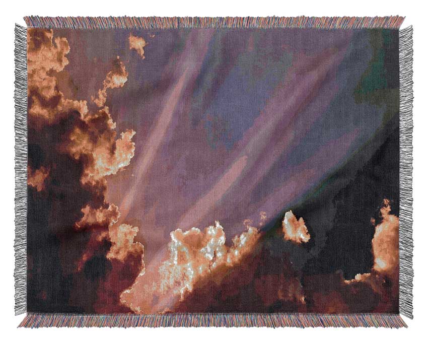 Colourful Clouds Above The Ocean Woven Blanket