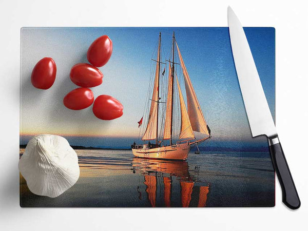 Refections Of The Sail Boat Glass Chopping Board