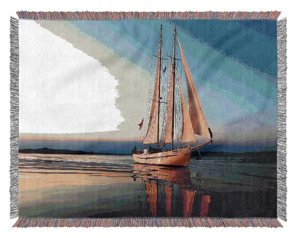 Refections Of The Sail Boat Woven Blanket