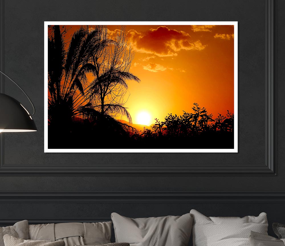 Beautiful Sunset Trees Print Poster Wall Art