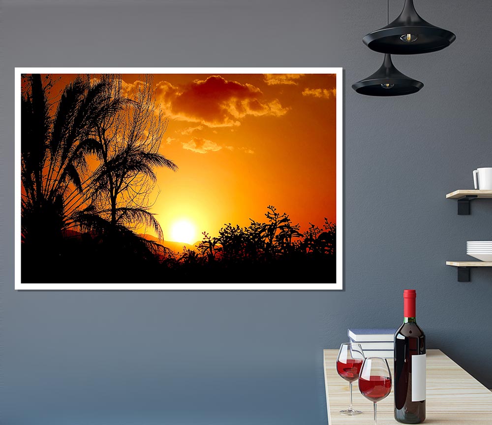 Beautiful Sunset Trees Print Poster Wall Art