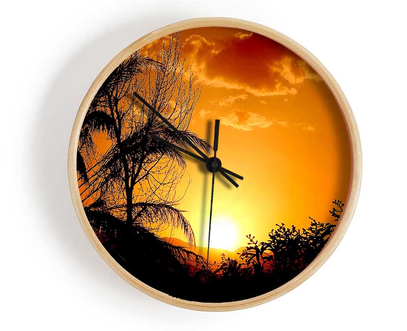 Beautiful Sunset Trees Clock - Wallart-Direct UK