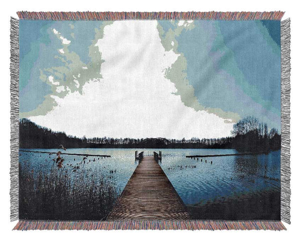 Pier Sparkle Sun Blue Woven Blanket