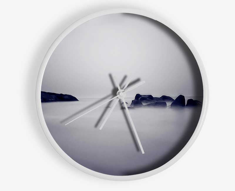 Lilac Foggy Rocks Clock - Wallart-Direct UK