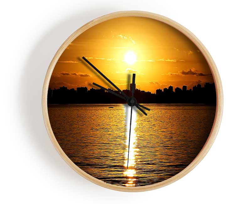 Sunset City Skyline Silhouette Clock - Wallart-Direct UK