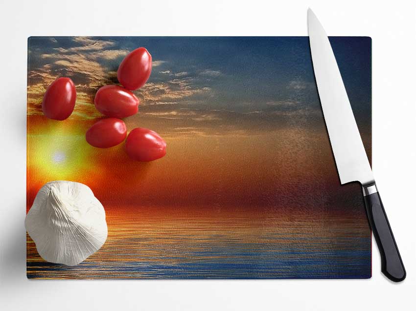 Sunset Sparkle Ocean Glass Chopping Board