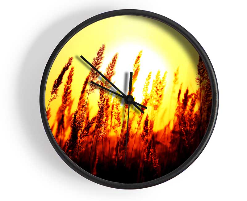 Beautiful Sun Rise Reeds Clock - Wallart-Direct UK