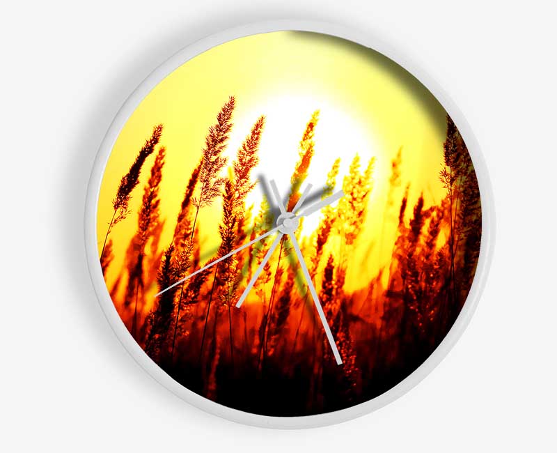 Beautiful Sun Rise Reeds Clock - Wallart-Direct UK