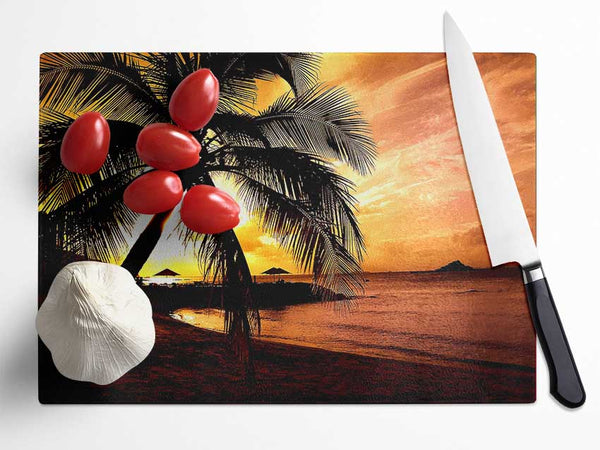 Beach Colours In Twilight Glass Chopping Board