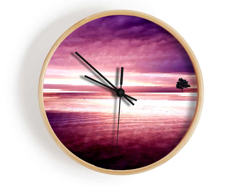 Purple Nature Clock - Wallart-Direct UK