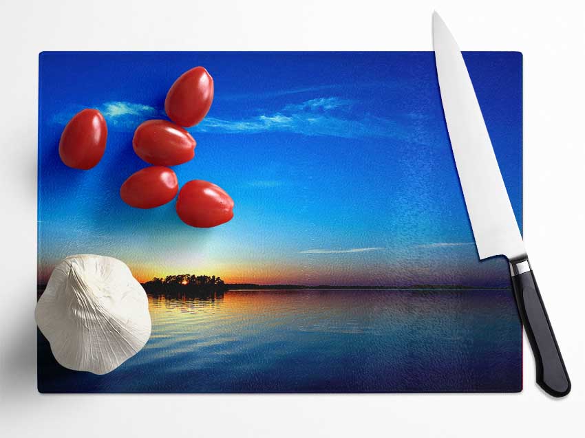 Blue Sunset Glass Chopping Board