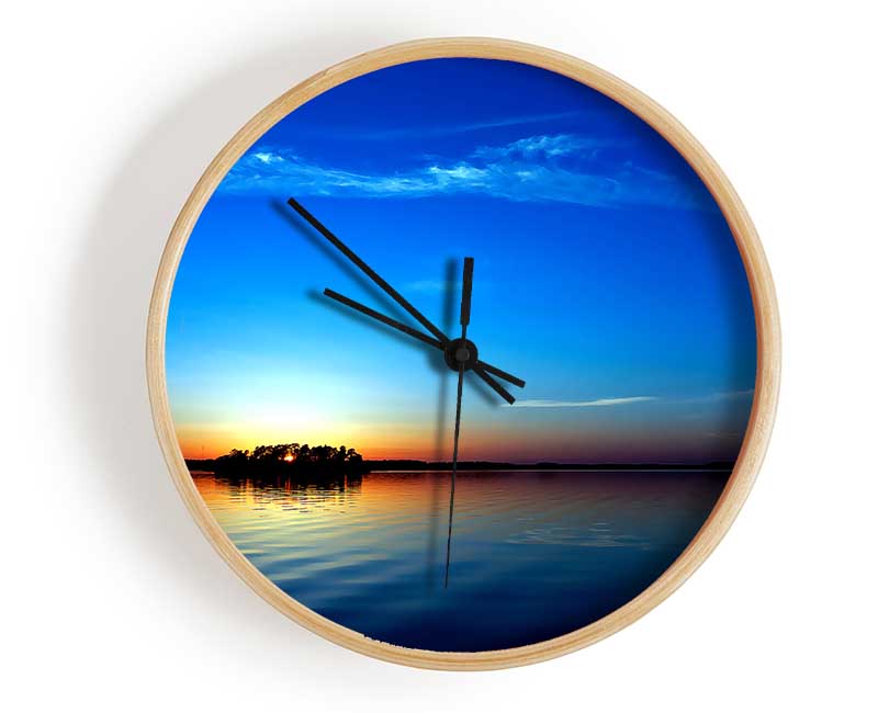 Blue Sunset Clock - Wallart-Direct UK