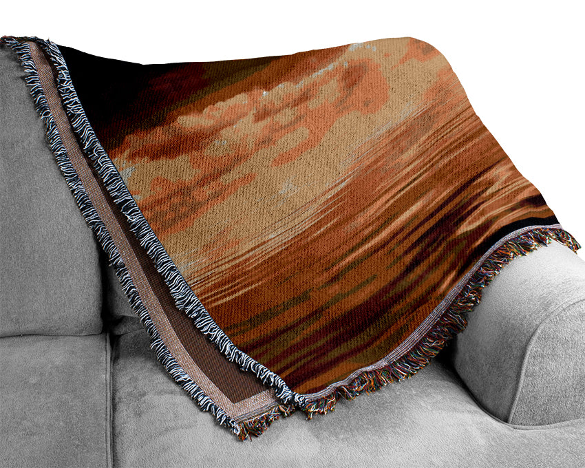 Dramatic Ocean Clouds Brown Woven Blanket