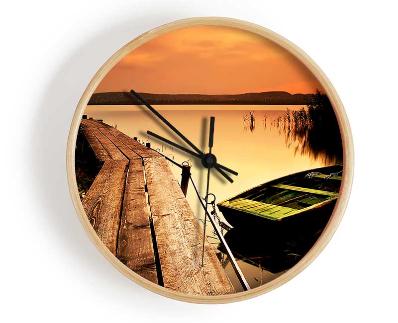 Tranqil Lake Mooring Clock - Wallart-Direct UK