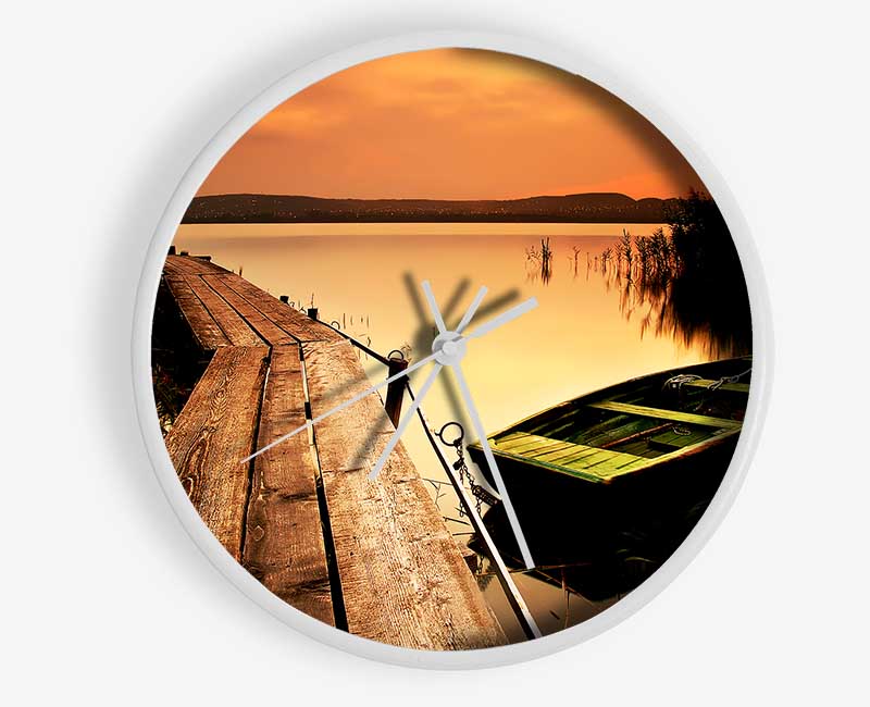 Tranqil Lake Mooring Clock - Wallart-Direct UK