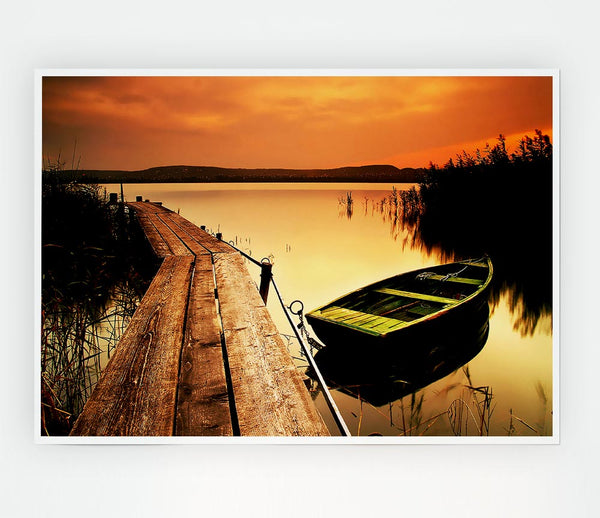 Tranqil Lake Mooring Print Poster Wall Art