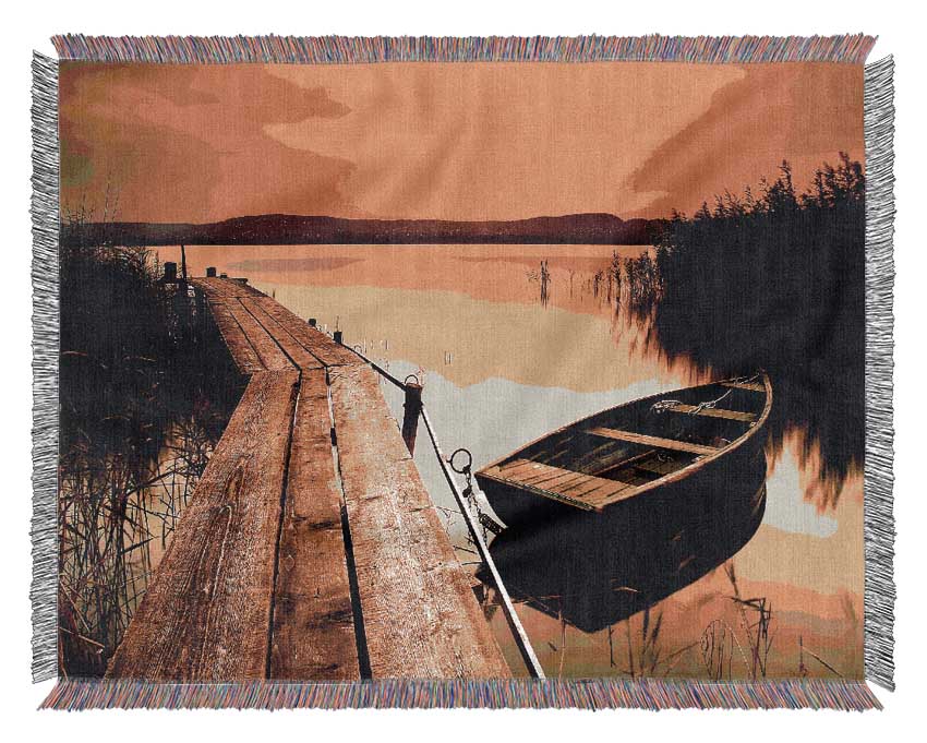 Tranqil Lake Mooring Woven Blanket