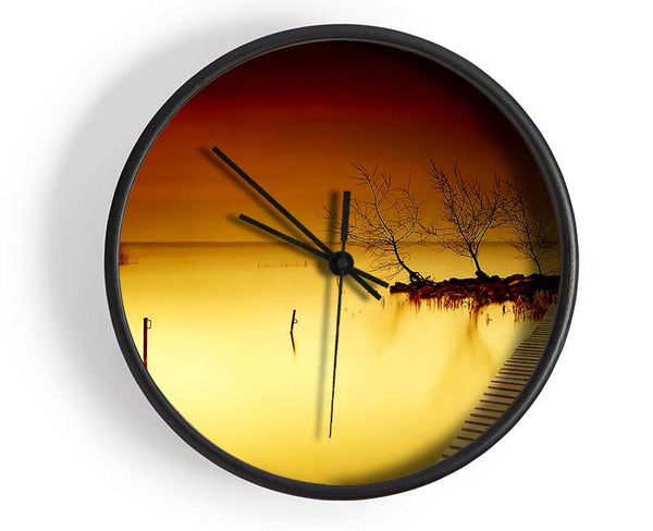 Mystical Boardwalk Yellow Clock - Wallart-Direct UK