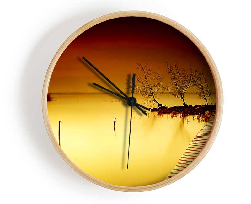 Mystical Boardwalk Yellow Clock - Wallart-Direct UK