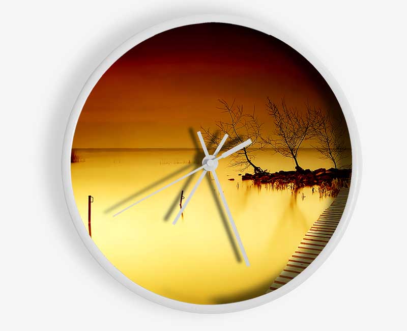 Mystical Boardwalk Yellow Clock - Wallart-Direct UK