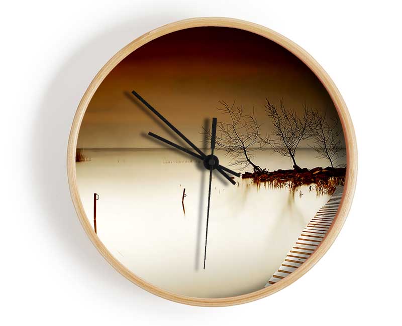 Mystical Boardwalk Brown Clock - Wallart-Direct UK