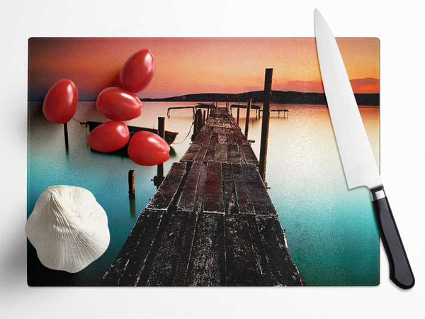 Rustic Ocean Jetty Glass Chopping Board