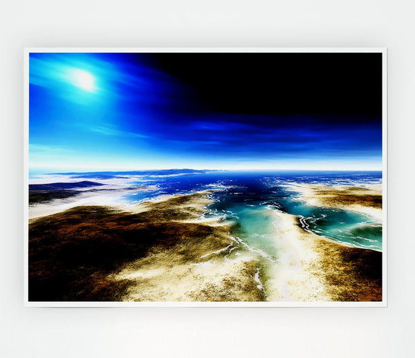 Islands Blue Sun Print Poster Wall Art