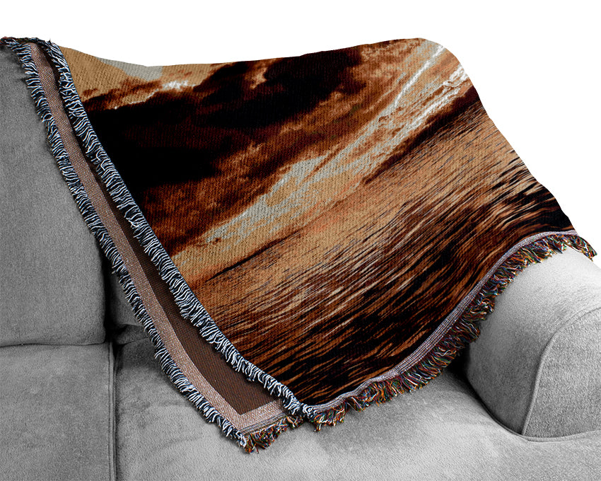 Dramatic Ocean Skies Brown Woven Blanket