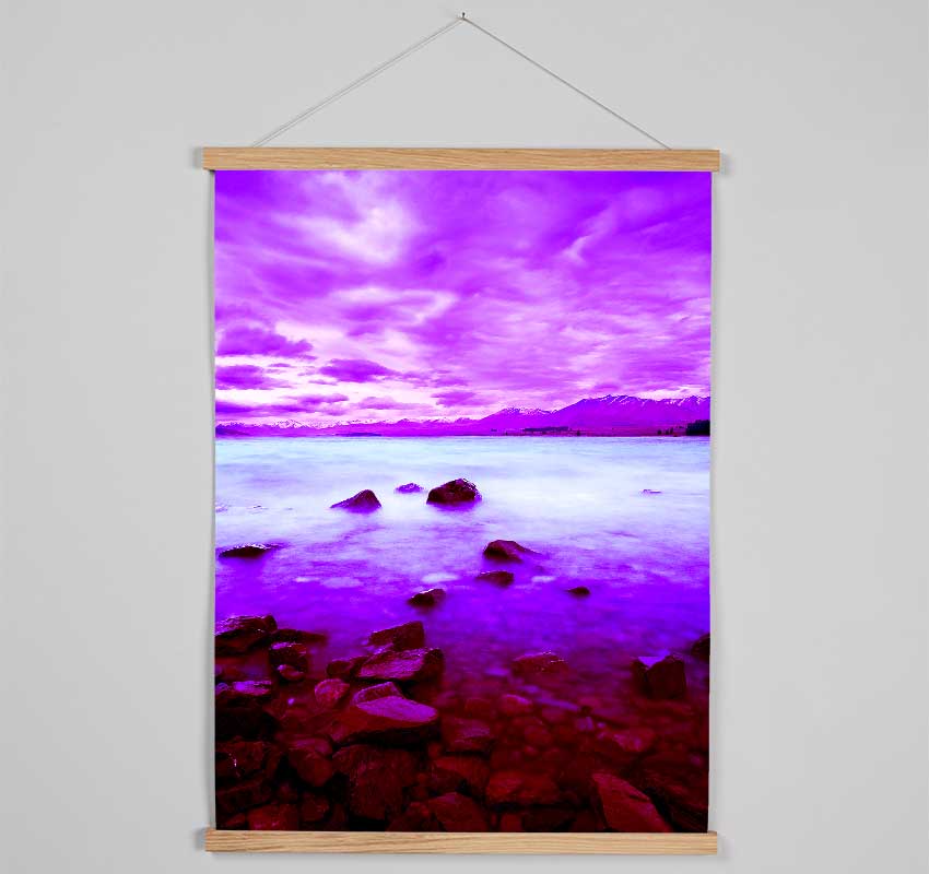 Purple Skies Over The Turquoise Ocean Hanging Poster - Wallart-Direct UK