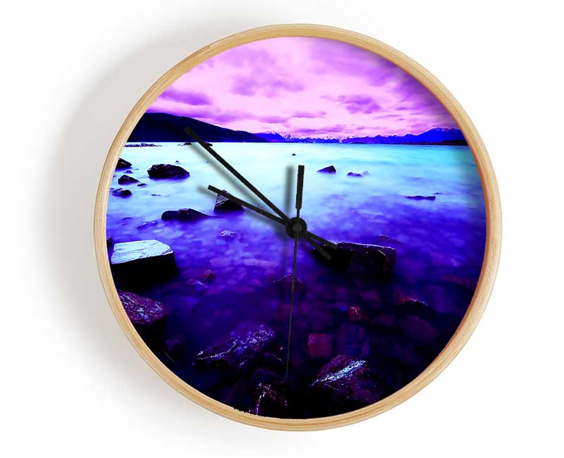 Pink Skies Over The Turquoise Ocean Clock - Wallart-Direct UK