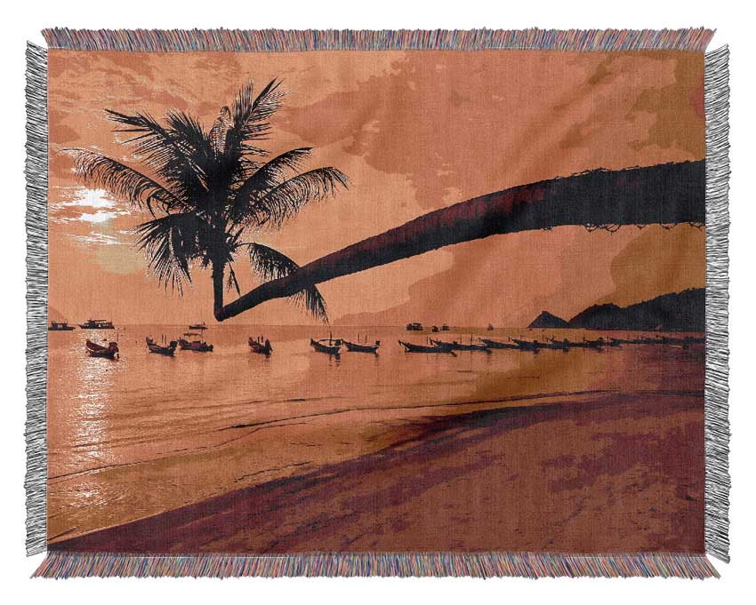 Paradise Island Boats Woven Blanket