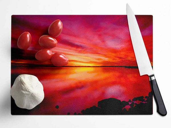 Peaceful Ocean Skies Glass Chopping Board