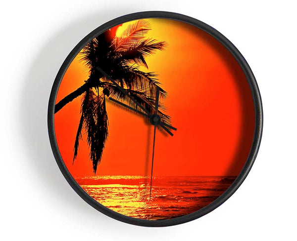 Palmtree Sunblaze Clock - Wallart-Direct UK