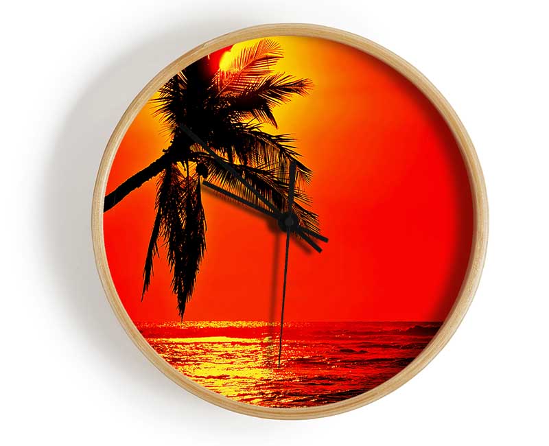 Palmtree Sunblaze Clock - Wallart-Direct UK