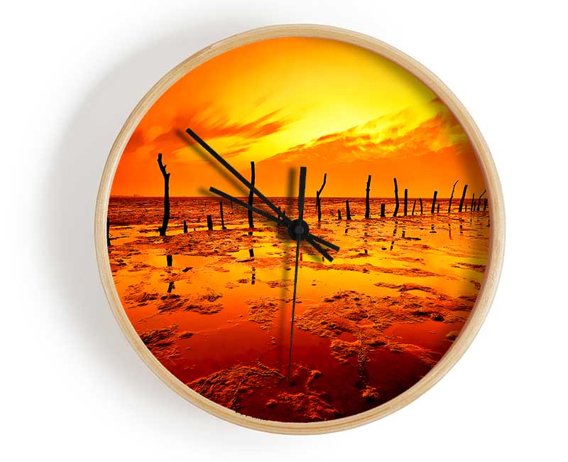 The Oceans Gateway Orange Clock - Wallart-Direct UK