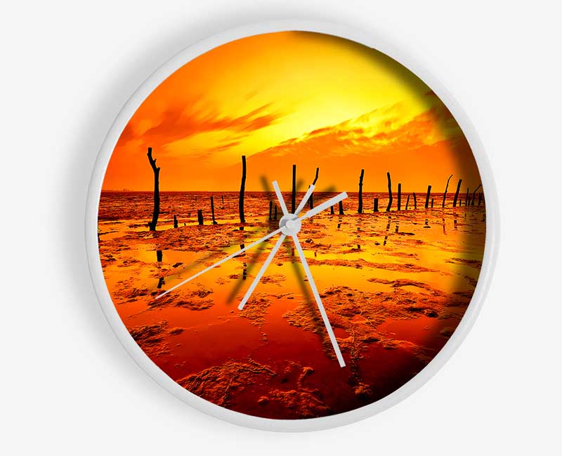 The Oceans Gateway Orange Clock - Wallart-Direct UK