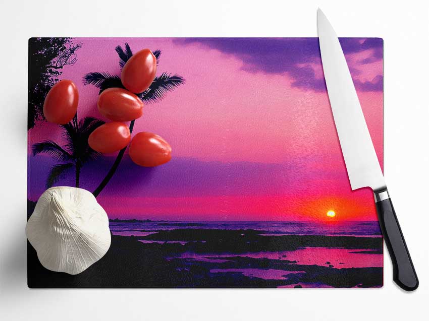 Blaze Of The Palmtree Sun Glass Chopping Board